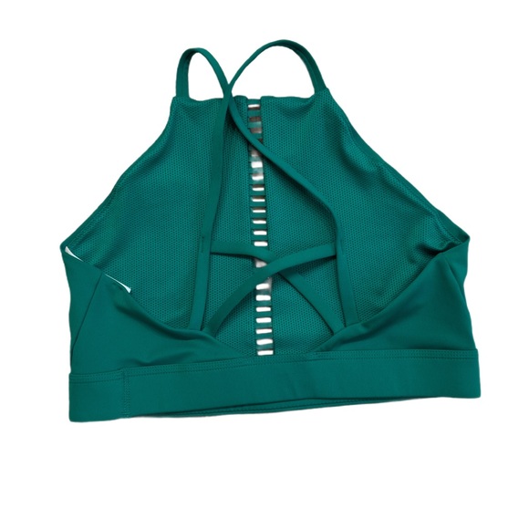 NIKE ~ Green Sports Bra with Multicolor Stripe and Crisscross Back size L - Picture 4 of 6